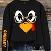 Women's Casual Thanksgiving Turkey Print Pullover Sweater by Dog Mom Hat