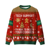 Geeksoutfit Tech Support Fun Ugly Christmas Sweater – Cozy Knit Crewneck Pullover by Dog Mom Hat