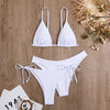 Essential Edge 3-Piece Bikini Set for Women – Solid Color High-Cut Triangle Top Two-Style Bottoms with Side Lace-Up Design & Quick-Drying Comfort – Versatile Women's Swimwear for Summer Pool Beach & Travel by Stevvex