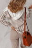 Black Stripe Textured Hooded V Neck Casual Long Sleeve Top by Wild and Free Boutique
