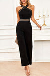Crisscross Cutout Sleeveless Wide Leg Jumpsuit