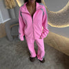 Women’s Long-Sleeve Zip-Up Jacket and Sweatpants Two-Piece Set by FitiqueFit