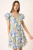 New Summer Floral V-Neck Cap Sleeve Mini Dress For Women – Charming Floral Print Mini Dress with V-Neckline and Cap Sleeves by Stevvex