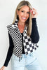 Brown Checkered Stand Collar Cropped Puffer Vest by Wild and Free Boutique