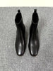Women’s Retro Square-Toe Mid-Heel Chunky Leather Boots by FitiqueFit