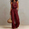 Women's Halter-Neck Backless Wide-Leg Jumpsuit – Solid Color Street Style by FitiqueFit