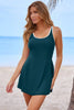 Navy Blue Contrast Edge Ruffled High Waist One Piece Swim Dress by Wild and Free Boutique