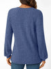 Ribbed Knit V-Neck Long Sleeve T-Shirt by Simply Love
