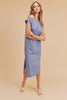 Side Slit Round Neck Sleeveless Midi Elegant Dress–Versatile, Chic, and Timeless Wardrobe Staple with Side Slits and Sleeveless Design for Effortless Style
