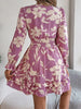 Feminine Lilac Ruffled Printed Long Sleeve Dress Summer Cute Midi Dress by Stevvex