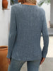 Ribbed Knit Long Sleeve Button Detail T-Shirt by Simply Love