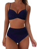 Tropical Vibe High Waist Bikini Set – Flirty V-Neck Swimsuit with Layered Colorblock High Cut Bottom Crisscross Strap Detail & Ultra-Stretch Comfort – Women's Two Piece Swimwear for Summer Beach Pool & Vacation Fun by Stevvex