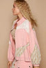 Modern Women Pink Applique Patchwork Zip-Up Jacket Artistic Details And Functional Design by Stevvex