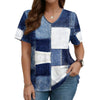 V-Neck Denim Print Short Sleeve T-Shirt | Loose Casual Tee by FitiqueFit
