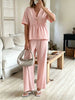 Women's V-Neck Loose Short-Sleeve Top & Wide-Leg Pants Set by FitiqueFit