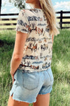 Western Fashion Mustang River Printed Mesh T Shirt