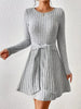 Ribbed Knit Tie Waist Long Sleeve Casual Dress by Wild and Free Boutique