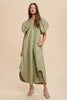 Smocked Puff Sleeve Midi Dress – Feminine Smocked Detailing, Puff Sleeves, and Midi Length for a Trendy and Elegant Look by Stevvex