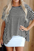 Stripe Batwing Sleeve Round Neck Oversized Top
