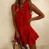 Cotton-Linen Ruffle Hem Sleeveless Mini Dress – 6 Colors, S–2XL by FitiqueFit