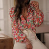 Boho Floral V-Neck Drawstring Blouse by FitiqueFit