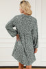Floral Collared Neck Balloon Sleeve Dress