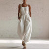 Women's Sleeveless Wide-Leg Jumpsuit – Knit, Low Waist, Flare Pants by FitiqueFit