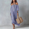 Women's Striped Loose-Fit Flared Maxi Dress – Holiday & Vacation by FitiqueFit