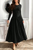Ruched Round Neck Long Sleeve Dress Chic & Figure-Flattering Dress For Women Luxury Black Dress by Stevvex