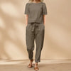 Wide-Leg Pants Two-Piece Set – Solid Color Casual Lounge Suit by FitiqueFit