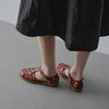 Women's Washed Full Grain Leather Fisherman Sandals – Closed-Toe Woven T-Strap by FitiqueFit