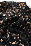 White Leopard Print Puff Sleeve Mock Neck Pleated Blouse