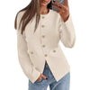 Women’s Round Neck Button Cardigan – Long Sleeve Classic Knit Sweater by FitiqueFit