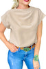 Oatmeal Plain Crew Neck Loose Fit Casual Top