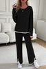 Devine Contrast Trim Round Neck Top and Pants Set by Wild and Free Boutique