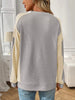 Color Block Waffle Knit Long Sleeve T-Shirt by Simply Love