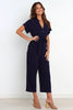 Women's V-Neck Cropped Wide-Leg Knit Jumpsuit by FitiqueFit
