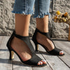 Women’s Peep Toe Zipper Heel Shoes | Suede High Heel Sandals by FitiqueFit