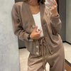 Casual Knit Cardigan With Pocket & Drawstring Lounge Pants by FitiqueFit