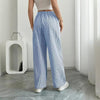 Women's Striped Print Straight Wide Leg Pockets Pants Casual Long Pants by FitiqueFit