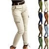 Ankle-length Low-rise Solid-color Cargo Pants With Pockets These Are Slim-fit Leggings by My Store