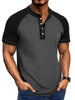 Men's Raglan Henley Color Block T-Shirt