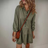 Solid Color Fashion Long Sleeve Stitching Dress Women
