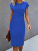 Front Knot Bodycon Midi Dress – Round Neck Sleeveless Tie Dress by FitiqueFit