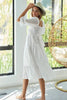 New Summer Dot Flounce Sleeve Smocked Tiered Midi Dress – Fluttering, Charming Swiss Dot Dress with Flounce Sleeves, Smocked Waist, and Tiered Design by Stevvex