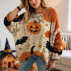 Women’s Hollow Out Batwing Top – Halloween Pumpkin Print Blouse by FitiqueFit