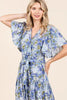 New Summer Floral Tie Waist Flutter Sleeve Tiered Dress For Women – Feminine, Elegant, Cheerful, Bohemian Chic, Flowy & Graceful by Stevvex