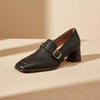 Women's Retro British Style Chunky Heel Leather Shoes – Round Toe Commuter by FitiqueFit