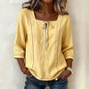 Printed Lace-Up Square-Neck Shirt – Three-Quarter Sleeve, Ramie by FitiqueFit