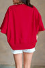 Racing Red GEORGIE Letter Printed Raw Seam Drop Shoulder Loose Tee by Wild and Free Boutique